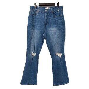 Loft Jeans Womens 30" High Rise The Kick Crop Distressed Flare Stretch Travel